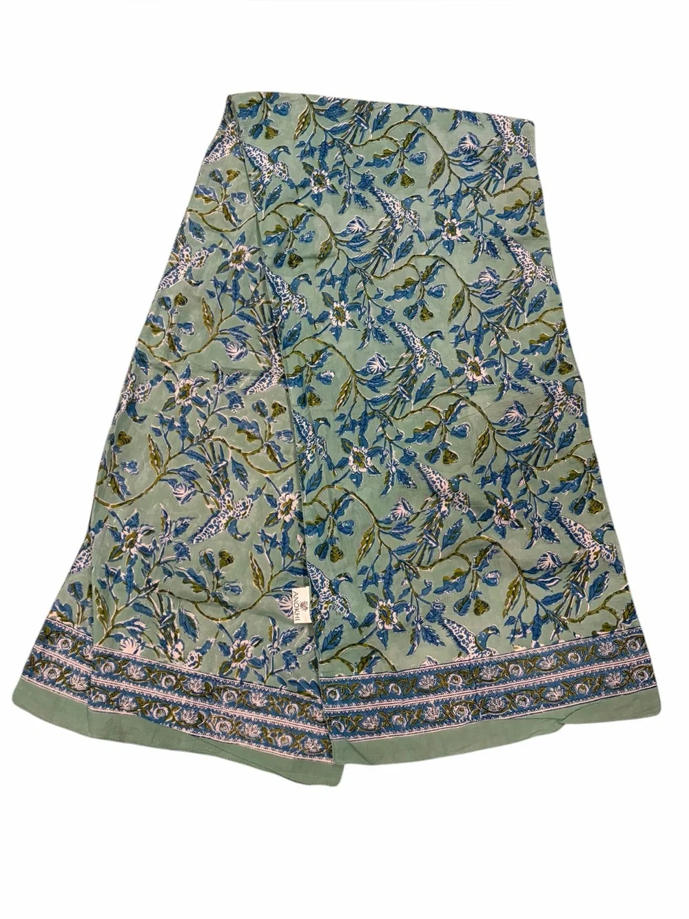 Anokhi 100% Cotton Block-Printed Rectangular Scarf 15”x72”